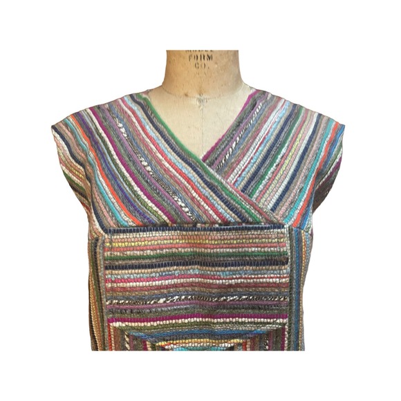 Country Set Womens Seersucker Dress Multicolor Cap Sleeve Striped V-Neck Size 10 - Picture 2 of 8